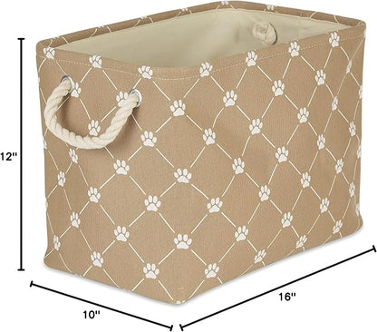 Bone Dry Pet Storage Paw and Bone, Trellis Collection, Medium Rectangle, 16x10x12, Taupe