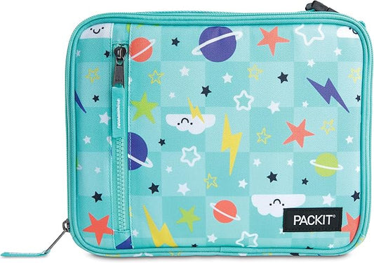 PackIt® Freezable Classic Lunch Box, Happy Clouds, Built with EcoFreeze® Technology, Fully Freezable, Collapsible, Reusable, With Zip Front Pocket and Buckle Handle, Designed for Fresh Lunch On the Go