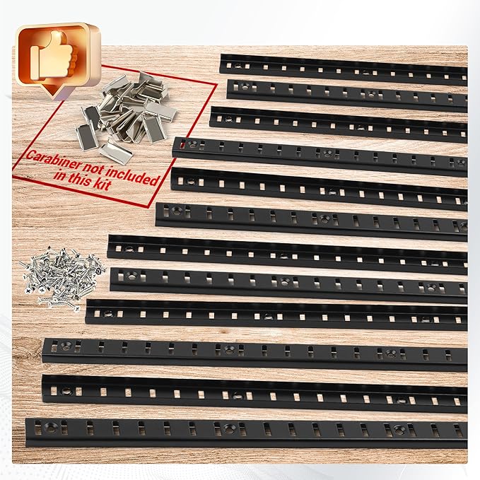 AP Black 8 Pcs 36 Inch Shelf Track Adjustable Shelf Track System Metal Pilaster Strip Shelf Standards