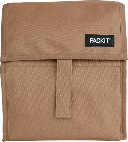 PackIt® Freezable Lunch Bag, Almond, Built with EcoFreeze® Technology, Foldable, Reusable, Zip and Fold Closure with Buckle Handle, Designed for Work Lunches and Fresh Lunch On the Go