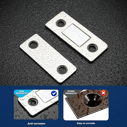 10 Pack Ultra Thin Cabinet Door Catch Stainless Steel Cabinet Magnetic Door Catch Cabinet Magnets Adhesive Drawer Latch Cabinet Magnetic Catch for Kitchen Closet Door Magnet Stick on Cupboard Wardrobe