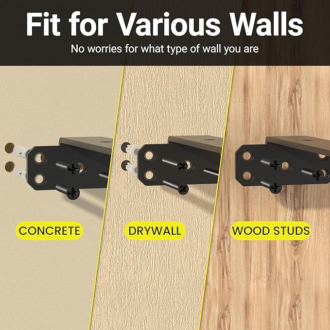 SKYSEN 8 Pack 12" Floating Shelf Bracket, Shelves Brackets, Wood Shelving Brackets Hardware - Heavy Duty - 4/6/8/10/12 inch - Real Hidden Bracket Design（tzj12-8）