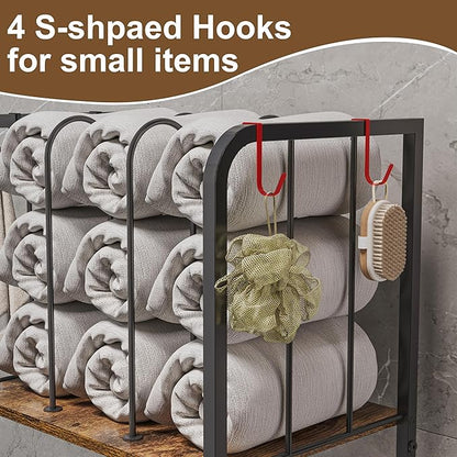 Towel Rack for Bathroom 3-Tier M-Shaped Detachable Dividers, Durable Metal Towel Holder, Pool Items Holder, Space-Saving Storage Organizer, Modern Bath Towel Shelf Free Standing Patent Pending