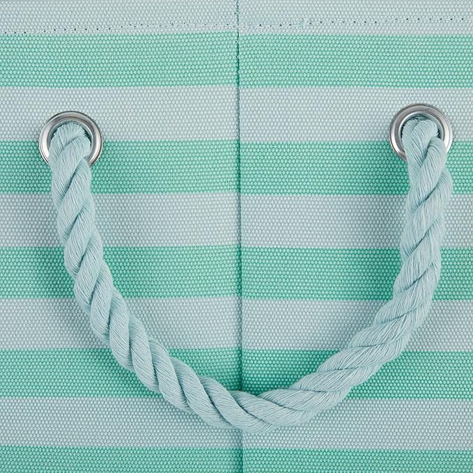 Bone Dry Pet Storage Collection Striped Paw Patch Bin, Aqua, Small Round