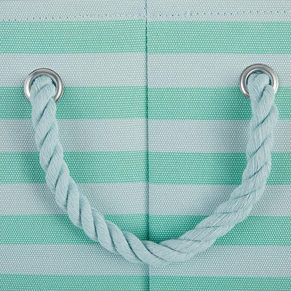 Bone Dry Pet Storage Collection Striped Paw Patch Bin, Aqua, Small Round