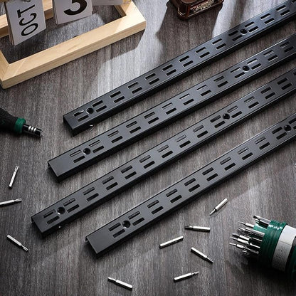 12 Pcs Shelf Rails Bracket Track 47.5 Inches Upright Closet System Hardware Adjustable Wall Standard Shelf Standards for Pantries, Linen Closets, Laundry Rooms, Utility Rooms (Black)