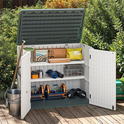 DWVO 2-Pack Resin Storage Shed Shelves, Fit for 35 Cu. Ft. Horizontal Shed 4.3x2.5x3.4 FT, 47" x 12.6" Waterproof Shelves with 8 Screws, 44 lbs Capacity, Easy to Assemble, Gray