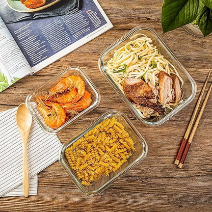 UMEIED 10 Pack Glass Food Storage Containers with Lids, Leakproof Airtight Glass Meal Prep Containers For Lunch, On The Go, Leftover, Dishwasher Safe