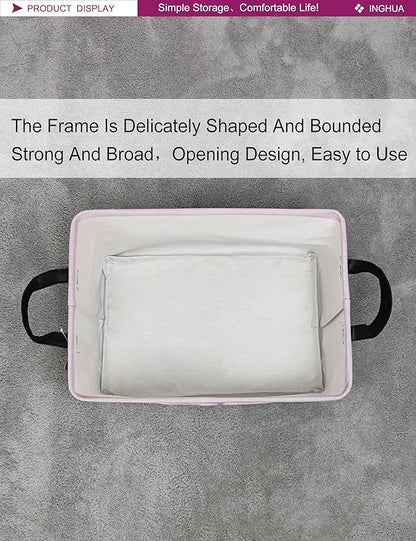 Rectangular Storage Basket Fabric Organizer Bin for Toys,Books,Clothes,Gifts,Pets-Perfect for Home,Office,Nursery,Dorm,Shelf(Rec-Love Swans )