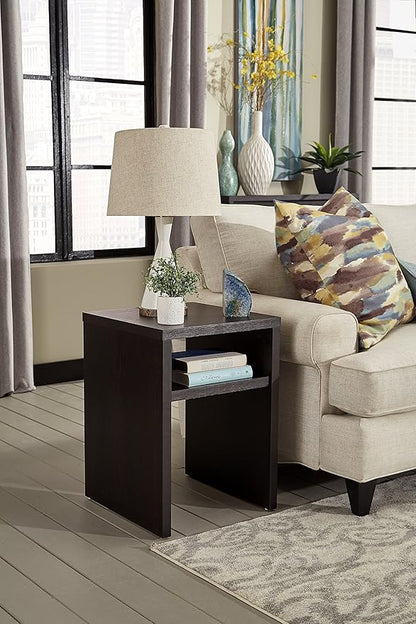 ClosetMaid 1666 2-Tier Square End Table with Storage Shelf, Black Walnut