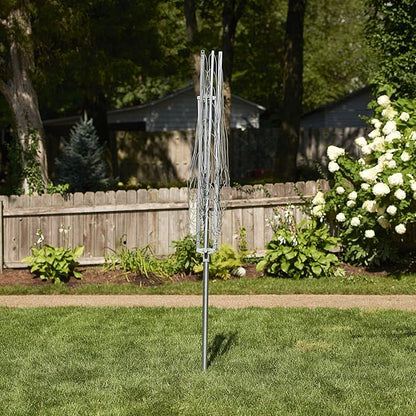Household Essentials 17120-1 Rotary Outdoor Umbrella Drying Rack | Aluminum Arms and Steel Post | 12-Lines with 165 ft. Clothesline