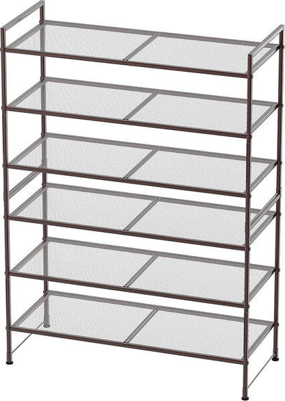 Simple Houseware 3-Tier Stackable Mesh Shoe Rack, Bronze