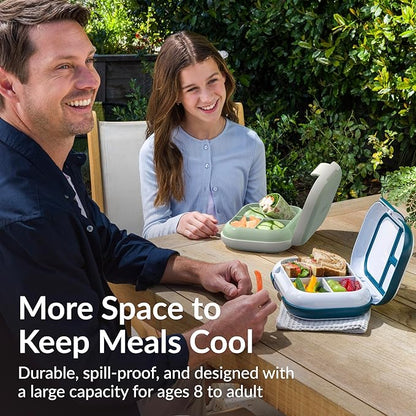 Bentgo Chill Max Leak-Proof XL Lunch Box - Included Ice Pack Keeps Food Cold; 5-Cup Capacity for Adults & Ages 8+, 3 or 4 Compartment Bento Box, BPA-Free, Dishwasher Safe (Clay Green & Gray)