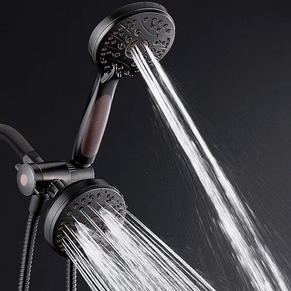 High Pressure 48-mode Luxury 3-way Combo – Dual Rain & Handheld Shower Head – 6 Foot Stainless Steel Hose – Anti Slip Grip – All Oil Rubbed Bronze Finish – Top US Brand – Extra Wall Bracket