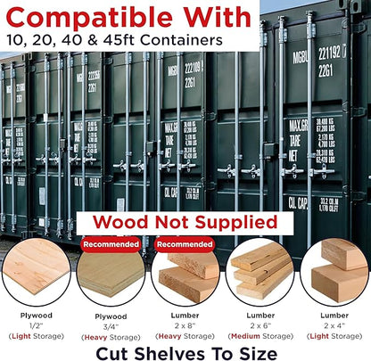 Heavy Duty Shipping Container Shelving, 4 Pack Shipping Container Accessories, Pre Welded Storage Container Shelves, Conex Compatible Shipping Container Brackets