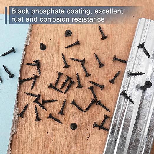 280pcs #6 × 3/4 inch High Hardness Drywall Screws, Black, Coarse Thread, Phillips Drive, Bugle Head, Black Wood Screws, Wood and More (3/4 in, 280)