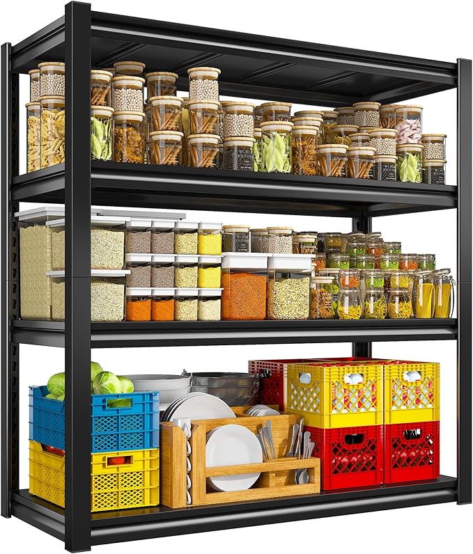 Raybee 40" W Garage Shelving, Storage Shelves 56.9" H, Metal Shelving Heavy Duty Load 1600LBS, Adjustable Metal Shelves for Storage Pantry Kitchen 40" W x 19.1" D x 56.9" H