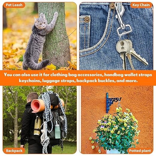 Therwen 24 Pcs Swivel Snap Hooks for Dog Leash Heavy Duty 2.76 Inch Flag Clasp Single Ended Clip Hooks Multipurpose Bolt Snap for Keychain Camera Strap Linking Pet Leash(Delicate Style,1")