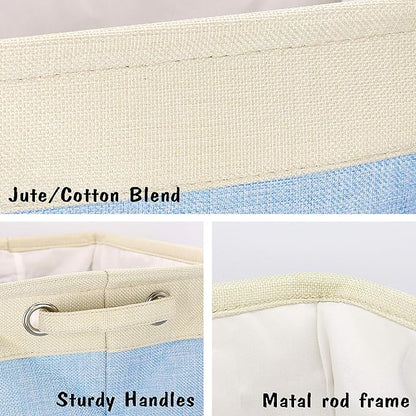 PET ARTIST Dog Toy Basket, Collapsible Dog Toy Bin Box with Comfortable Handles, Large Pet Toy Storage Organizer for Accessories, Toys, Coat & Clothing, Blanket & Leash, Blue, 15"x11"x9"
