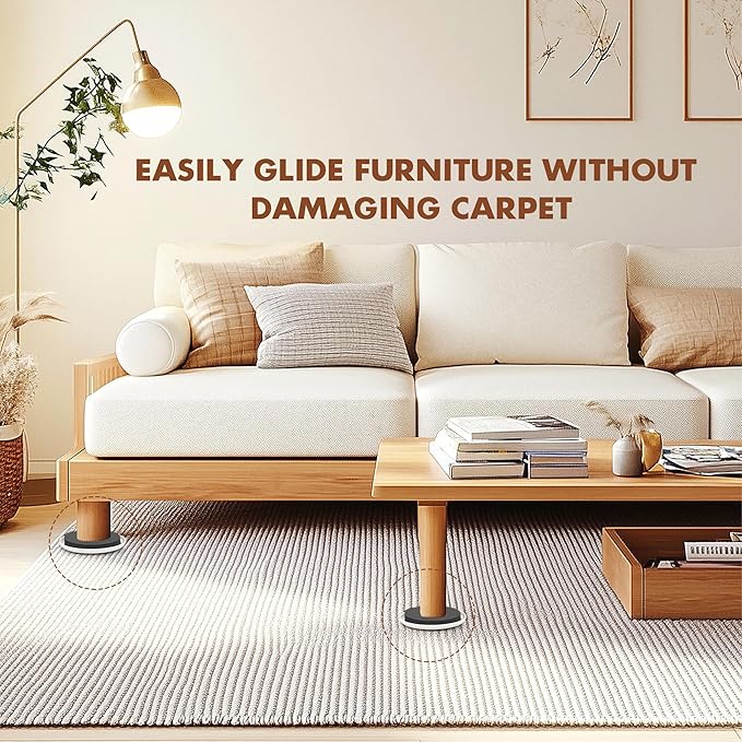 16-Pack Furniture Movers Sliders for Carpet & Hardwood Floors, Save 80% Effort Safely and Easily, The Glide Tool Set for Heavy Furniture and Appliances, Reusable Moving Pads (16 Plastic 3.5" Sliders)