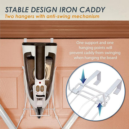 Over The Door Iron Board Caddy - Iron and Ironing Board Storage Organizer, for Y Leg Ironing Board