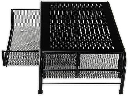 Simple Houseware Metal Desk Monitor Stand Riser with Organizer Drawer, Black, 2 Packs