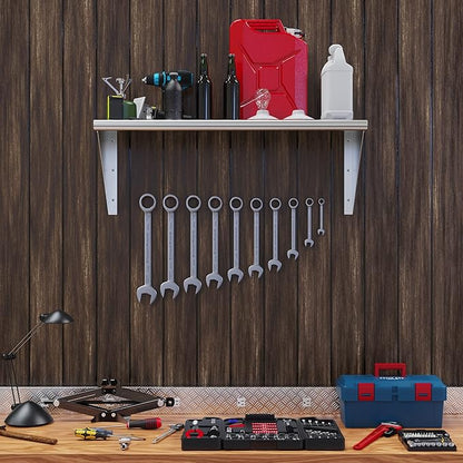 NSF Certified 18 Gauge Heavy Duty Stainless Steel Wall Shelf with Brackets for Kitchens, Utility Rooms, Storage, Offices & Home (48"x14")