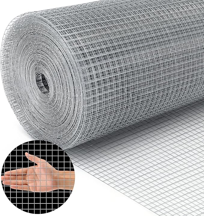 Land Guard 19 Gauge Hardware Cloth, 1/2 inch Chicken Wire Fence, Galvanized Welded Cage Wire Mesh Roll Supports Poultry Netting Cage Fence………