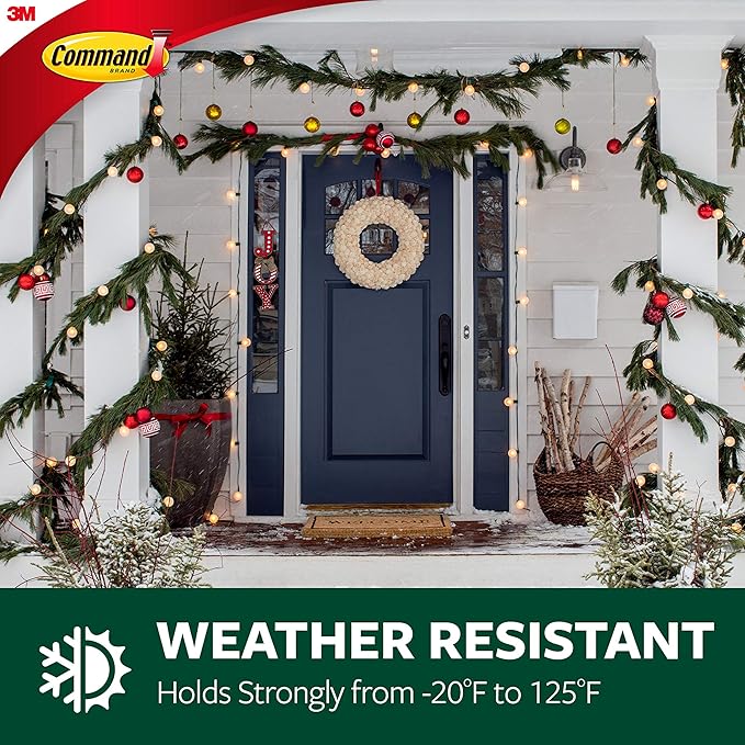 Command Hooks, Black, 3 lb Capacity | Outdoor | Water-Resistant Strips | 2-Hooks 4-Strips | Damage-Free