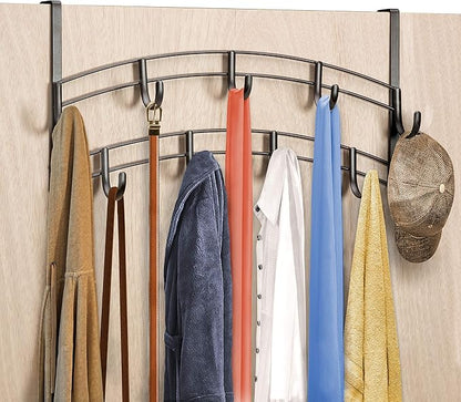 LYNK Professional® Home™ Over The Door Hooks - 9 Hook Over The Door Hanger - Over Door Coat Rack - Hanging Towels or Clothes - Bathroom, Bedroom or Laundry Room - Lifetime Ltd. Warranty – Bronze