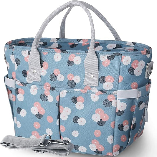 KIPBELIF Cute&Classy Roomy Insulated Lunch Bags for Women - Stylish & Functional Large Tote Adult Lunch Box for Working & Picnic(Extra Large,Light Blue Plum)