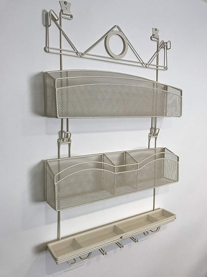 Over The Door #3300 Hanging Storage for Keys and Pet Supplies, All in One Rack in Bone Color