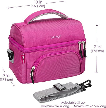 Bentgo Deluxe Lunch Bag - Durable and Insulated Lunch Tote with Zippered Outer Pocket, Internal Mesh Pocket, Padded & Adjustable Straps, & 2-Way Zippers - Fits Most Lunch Boxes (Purple)