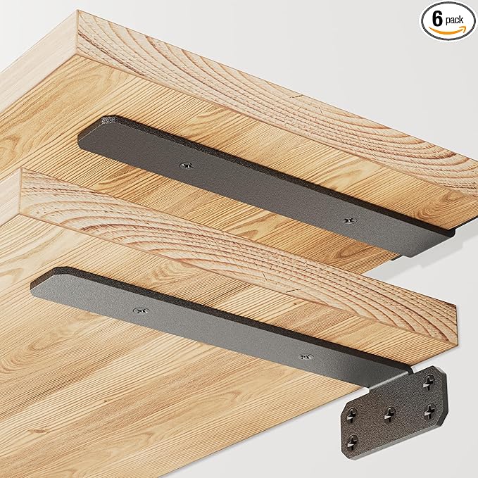 SKYSEN 6 Pack 12" Floating Shelf Bracket, Shelves Brackets, Wood Shelving Brackets Hardware - Heavy Duty - 4/6/8/10/12 inch - Real Hidden Bracket Design（tzj12-6）