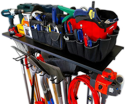 StoreYourBoard Tool Max Garage Storage Rack Shelf – Adjustable Wall Mount Garage Tool Organizer, Heavy Duty Steel Tool Rack with Shelf, Holds up to 300 lbs
