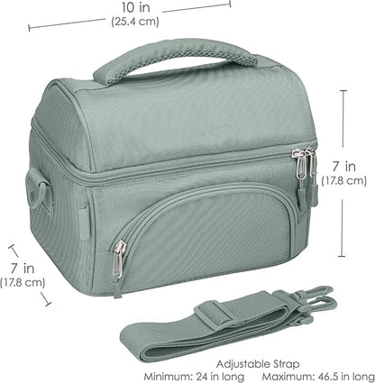 Bentgo Deluxe Lunch Bag - Durable and Insulated Lunch Tote with Zippered Outer Pocket, Internal Mesh Pocket, Padded & Adjustable Straps, & 2-Way Zippers - Fits Most Lunch Boxes (Khaki Green)
