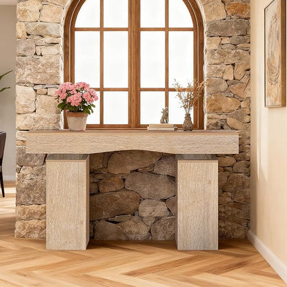 63 Inch Long Entryway Table Bold, Wooden Console Table with Socket Farmhouse Sofa Table for Entrance, Hallway, Living Room, Behind Couch(Oak Brown)
