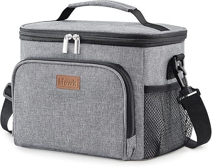 Lifewit Reusable Insulated Lunch Bag, Portable Cooler Freezable Soft Lunchbox Leakproof with Adjustable Shoulder Strap for Men Women Adult for Work Picnic or Travel, 15L 24 Can, Grey