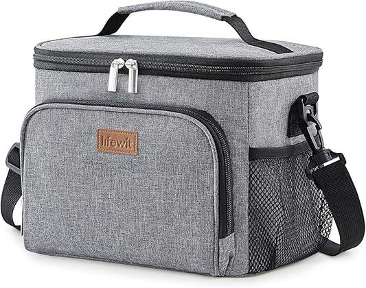 Lifewit Reusable Insulated Lunch Bag, Portable Cooler Freezable Soft Lunchbox Leakproof with Adjustable Shoulder Strap for Men Women Adult for Work Picnic or Travel, 15L 24 Can, Grey