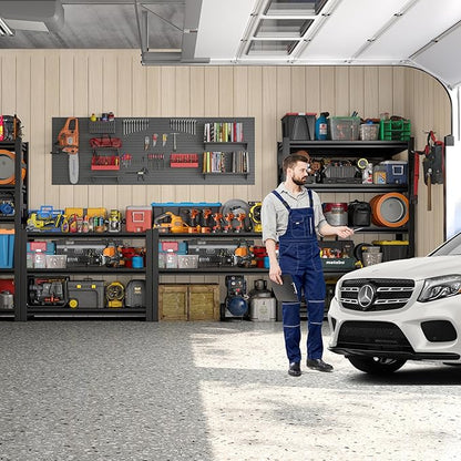 Garage Shelving Unit RustproofHeavy Duty Storage Shelves Easy Assembly Adjustable Metal Steel Utility Shelf Rack Garage Storage Organize for Tools,Basement,Warehouse,63" Hx35.4 Wx13.8 D