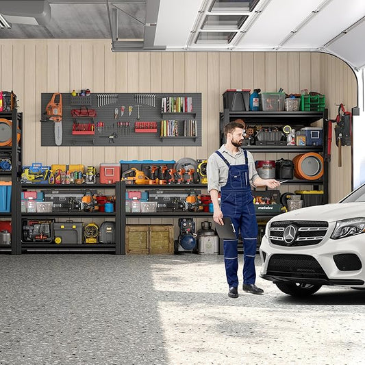Garage Shelving Unit RustproofHeavy Duty Storage Shelves Easy Assembly Adjustable Metal Steel Utility Shelf Rack Garage Storage Organize for Tools,Basement,Warehouse,63" Hx35.4 Wx13.8 D