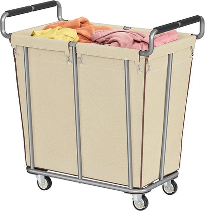 Large laundry hamper with Wheels, 2 Bag 360L Big Rolling Laundry Basket Sorter Cart, Extra Large Laundry Clothes Hamper, Heavy Duty Laundry Basket Organizer for Laundry Room,Bathroom