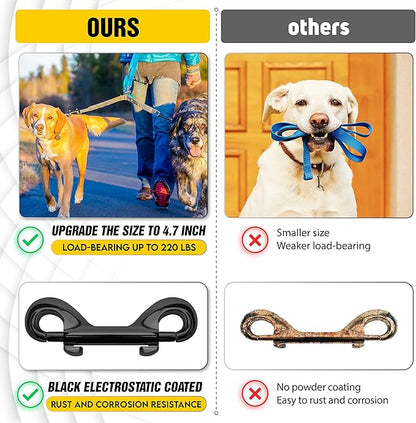 [Extra Durable] 4.7” Double Ended Bolt Snaps Hooks 220LBS Weight Capacity, Heavy-Duty & Rust-Resistant Zinc Alloy Double Sided Clips, Best for Dog Leashes, Awnings, Sports Equipment, Boating (2 Pack)
