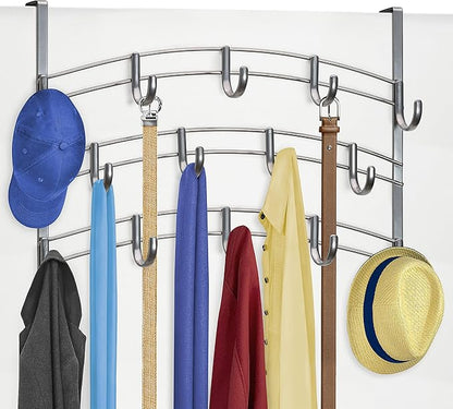 LYNK Professional® Home™ Over The Door Hooks - 14 Hook Over The Door Hanger - Over Door Coat Rack - Hanging Towels or Clothes - Bathroom, Bedroom or Laundry Room - Lifetime Ltd. Warranty – Platinum
