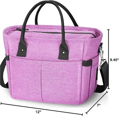 KIPBELIF Cute&Classy Roomy Insulated Lunch Bags for Women - Stylish & Functional Large Tote Adult Lunch Box for Working & Picnic(Extra Large,Purple)