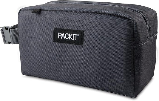 PackIt Freezable Snack Box, City Charcoal, Built with EcoFreeze® Technology, Collapsible, Reusable, Zip Closure with Buckle Handle, For Work Snacks, Fresh Snacks On the Go, Adults, and All Ages