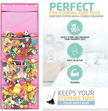 Honeyera Storage for Stuffed Animals - Over Door Organizer for Stuffies, Baby Accessories, and Toy Plush/Easy Installation with Breathable Hanging Storage Pockets Big Girls Chair Toddler Large Bag