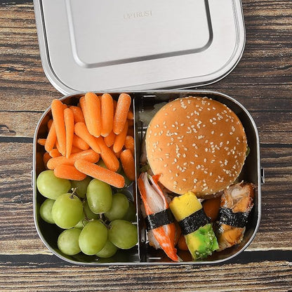 UPTRUST Leak Proof Stainless Steel Lunch Food Container, Large Bento Boxes Metal Lunch Box for Kids or Adults - Lockable Clips (1400ML/47oz)