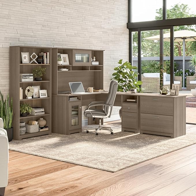 Bush Home Cabot 2 Drawer Lateral File Cabinet in Ash Gray, Home Office Chest for Letter, Legal, and A4-size Document Storage
