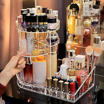 Large Capacity Rotating Acrylic Cosmetic Storage,360 Degree Makeup Organizer Adjustable Cosmetic Storage for Perfume Skincare Jewelry Display Dresser